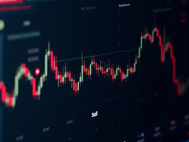 Financial chart showing price momentum forecasting with green and red indicators