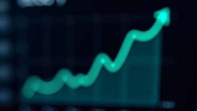Mini-chart showing an equity curve of a simulated trading strategy with positive returns.